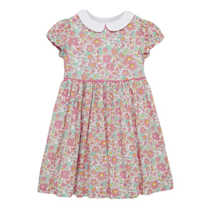 Wholesale Beautiful Girls Dress with Floral Print Short Sleeve Casual Design for Spring Summer Knee-Length Age Group Children