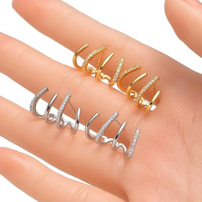 ZF Gold Zircon Butterfly Claw Piercing Stud Set Elegant Minimalist Dinner Party Women Fashion Jewelry Accessories