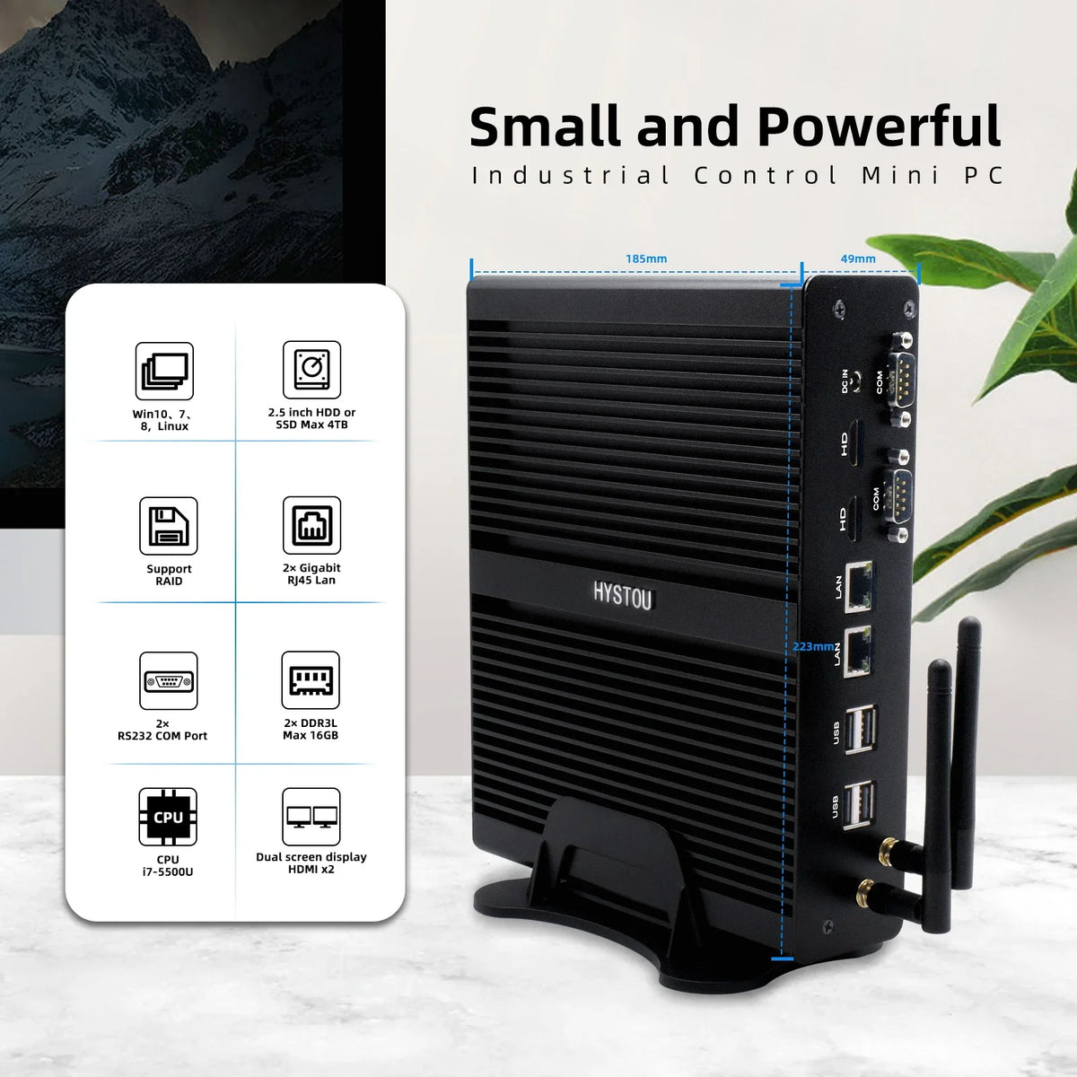 Hystou Core I7 5500U Mini Gamer Desktop PC New Industrial 8 USB DDR3 RAM Barebone System SSD US Plug