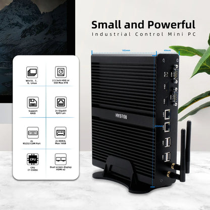 Hystou Core I7 5500U Mini Gamer Desktop PC New Industrial 8 USB DDR3 RAM Barebone System SSD US Plug