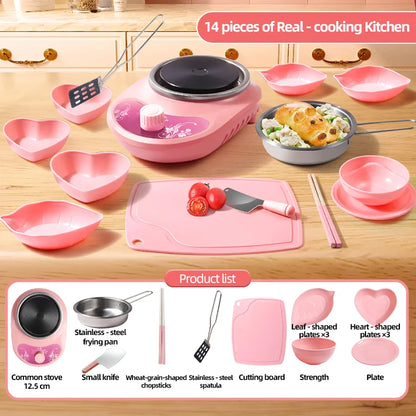 Children Cook Role Play Play House Toy Mini Real Potable Kitchen Appliance Kitchen Toy Set Play Toy Gifts for Children
