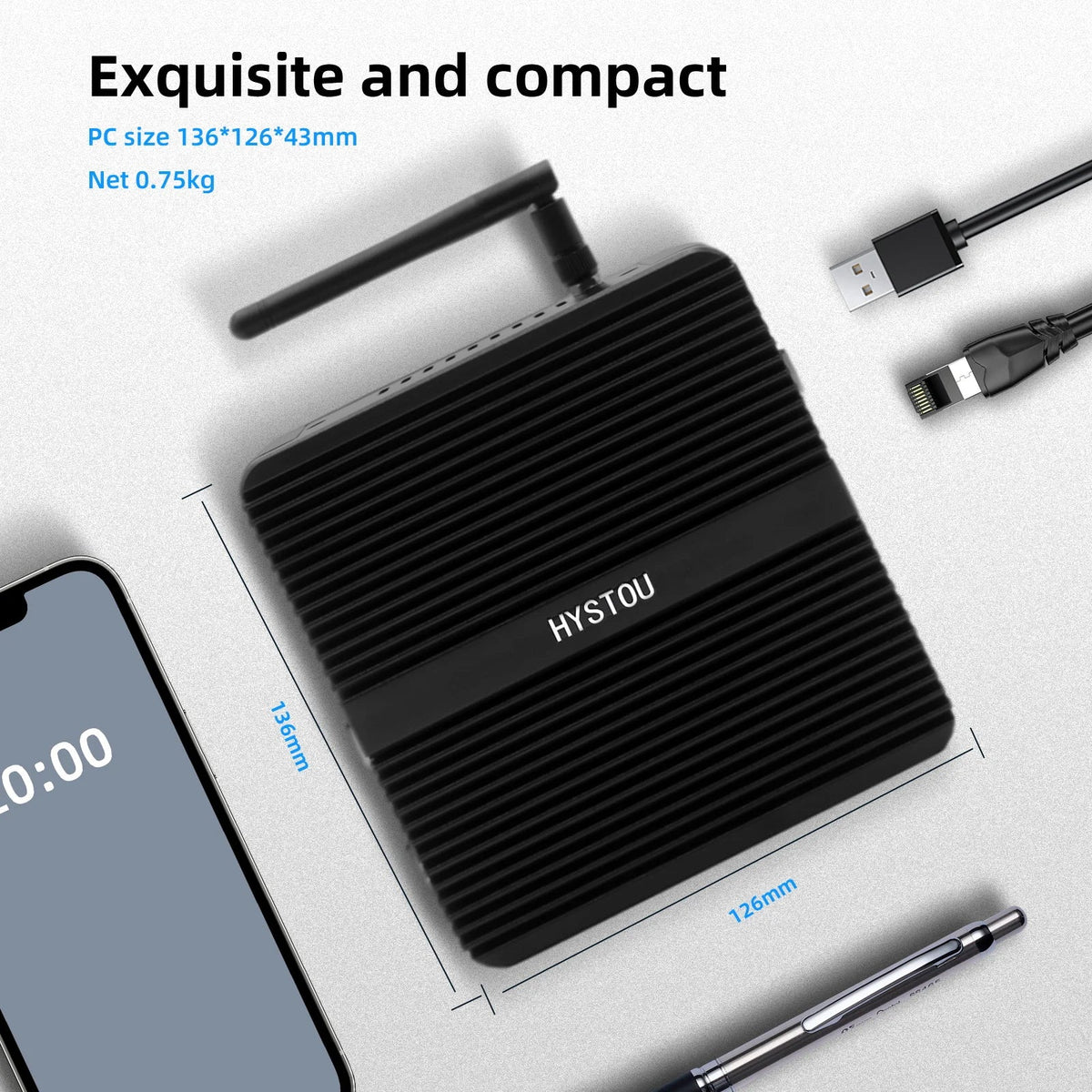 Hystou OEM Industrial Mini PC Fanless VGA HD Dual 2 LAN Ce-Celeron J4125 J6412 8G DDR4 RAM 128G SSD Used
