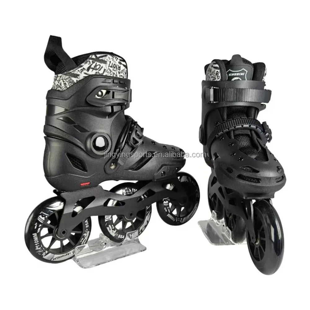 2025 Jingying Custom Factory 3 Wheels Inline Adjustable Slalom Roller Skates CNC Aluminum Frame Freestyle Roller Skating Shoes