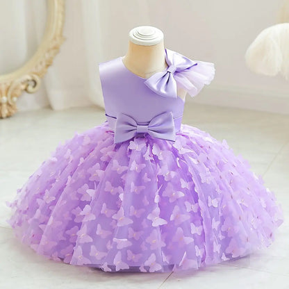 TPY0 Latest Satin Bow Formal Evening Dress Casual Spring Party Princess Gown Children Flower Girls Kids Wedding Dresses