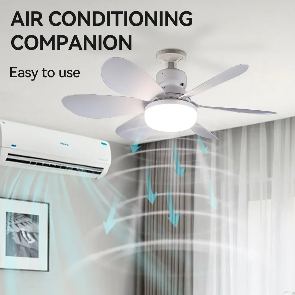 Dingdian 52CM 6 Blade LED Fan Light Easy Install Modern ABS Ceiling Fan Light for Livingroom Decorative Indoor Remote Control