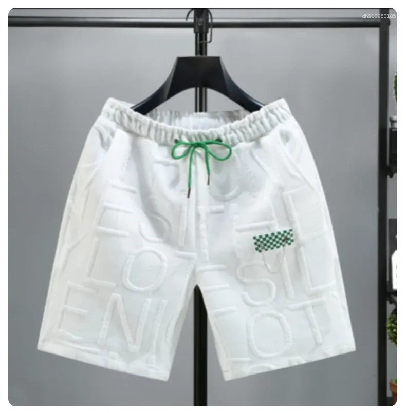 Men's Shorts Letters Fashion Knitted Men Comfortable Elastic Waist Clothing Male Breathable Short Trousers