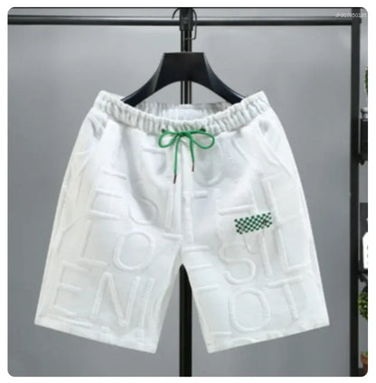 Men's Shorts Letters Fashion Knitted Men Comfortable Elastic Waist Clothing Male Breathable Short Trousers