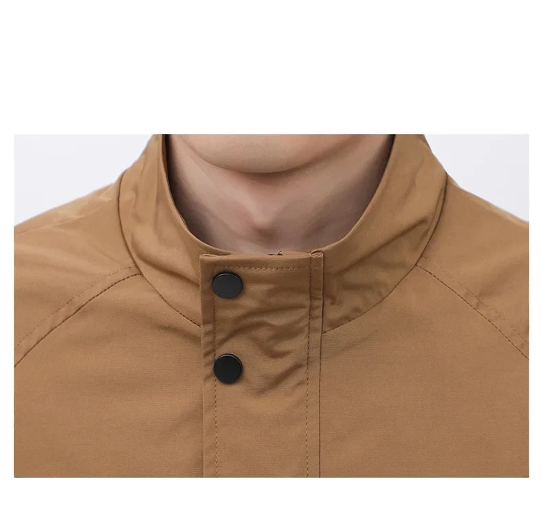 Men's Stand Collar Work Jacket Slightly Loose Waterproof Windproof Jacket Youth Work Jacket Men