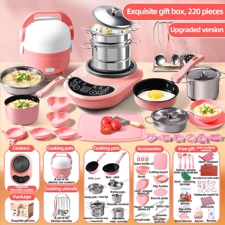 Children Cook Role Play Play House Toy Mini Real Potable Kitchen Appliance Kitchen Toy Set Play Toy Gifts for Children