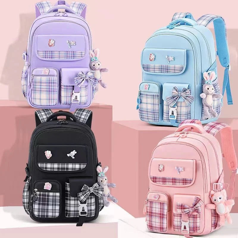 Wholesale Cute Bow Cartoon Backpack Large Capacity Relief Schoolbag Primary School Students Women Waterproof Zipper Children