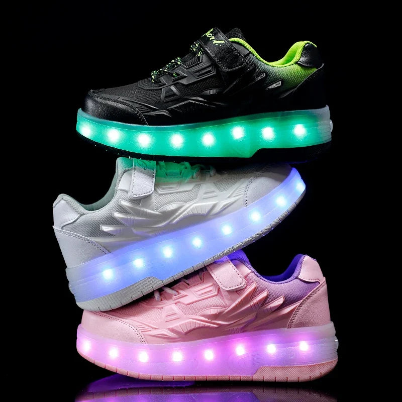 Customizable Outdoor Boys and Adults Flashing PU Wheel Roller Inline Skate Shoes Boots for Kids Quad Adult Children Four Wheels
