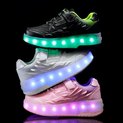 Customizable Outdoor Boys and Adults Flashing PU Wheel Roller Inline Skate Shoes Boots for Kids Quad Adult Children Four Wheels