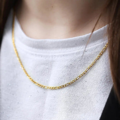 Fashion 3mm Stainless Steel Necklace Choker for Men Women Figaro Link Chain Gold Color Simple Jewelry Accessories