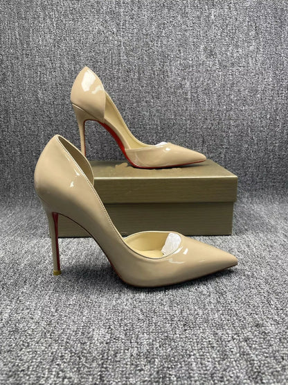 2026 Designer Luxury Red Bottom High Heels Black Leather Women Stilettos Comfortable Non-slip Dress Shoes Pointed Toe