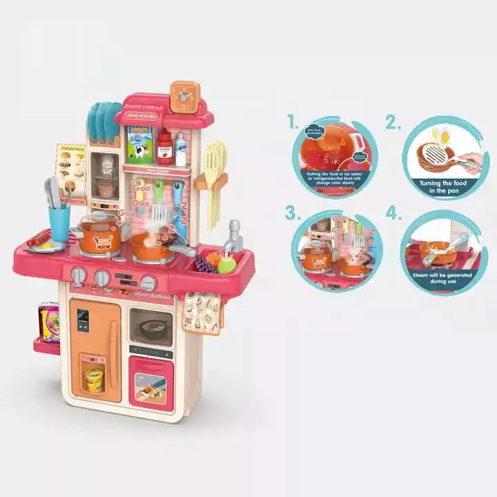 2024 New Arrival 42pcs Girl Role Pretend Play Preschool Spray Miniature Real Cooking Set Kitchen Toys for Kids Children