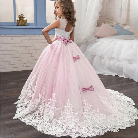 MQATZ Luxury Kids Evening Ball Gown Princess Sleeveless Solid Pattern Long for Birthday Party Prom Wholesale for Children LP-231