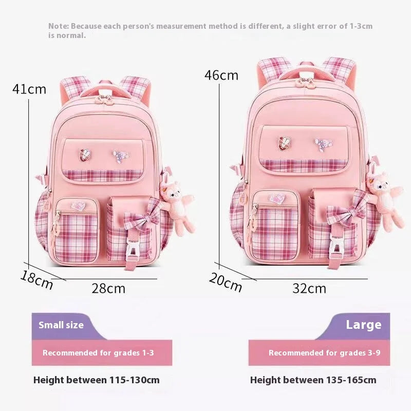 Wholesale Cute Bow Cartoon Backpack Large Capacity Relief Schoolbag Primary School Students Women Waterproof Zipper Children