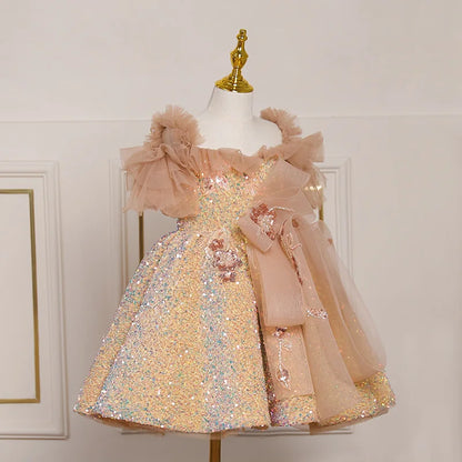 High-end Trailing Kids Night Dress for Child Party Graceful Embroidered Big Girl Dresses for Evening Banquet 2-12 Years Old