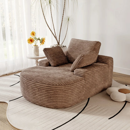 Atunus Vacuum Compressed Shipping Single Sofa Corduroy Fabric Cover White Lazy Sofa Furniture for Bedroom Livingroom in Stock