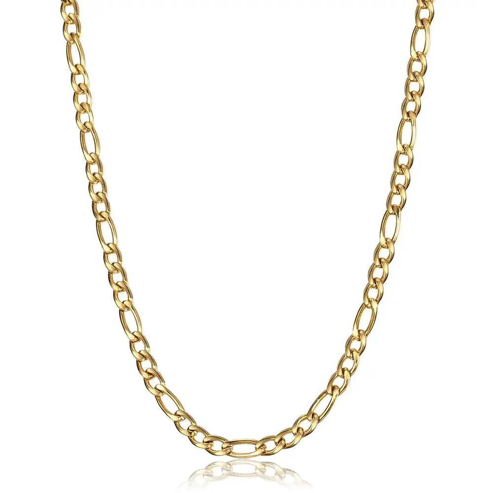 Fashion 3mm Stainless Steel Necklace Choker for Men Women Figaro Link Chain Gold Color Simple Jewelry Accessories