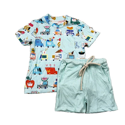 DH ODM Kids Bamboo Casual Shorts Set Little Boys Wholesale Children Clothes Toddler Clothing Baby Bamboo Outdoor Set