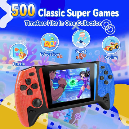 Q21 Large Screen Retro Handheld Game Console 500 in 1 Classic Support Two-Player Nostalgic Gaming Device for Children