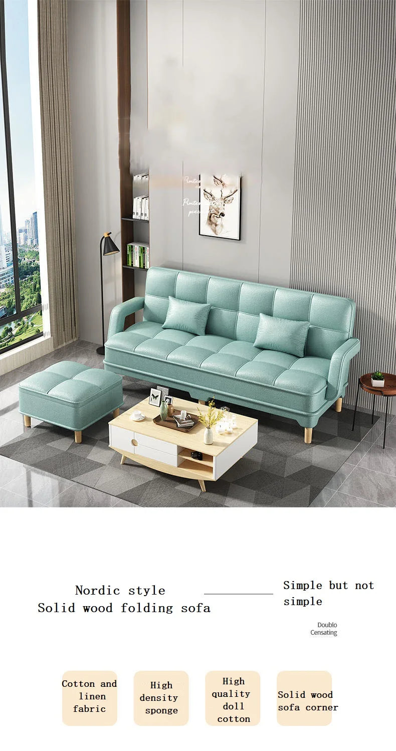 Bedroom Rental Room Fabric Sofa Small Family Living Room Multi-function Folding Sofa Bed