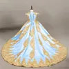 Retro Palace Princess Dress for Kids Formal Ball Gown with Tail Lace for Birthday Performance or Wedding for Children