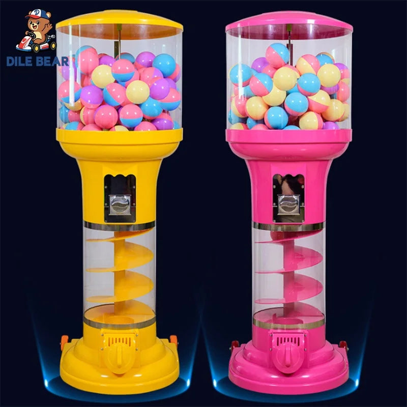 Cyclone Vending Machine Helical Gumball Dispenser Shatterproof Globe for Children Play Areas Indoor Parks Event Rentals