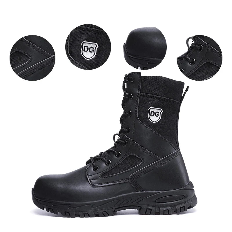 Men's Steel Toe Protective Boots, Microfiber Upper PU Sole, Breathable Wear-resistant Safety Work Boots for Men