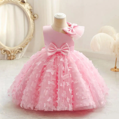 TPY0 Latest Satin Bow Formal Evening Dress Casual Spring Party Princess Gown Children Flower Girls Kids Wedding Dresses