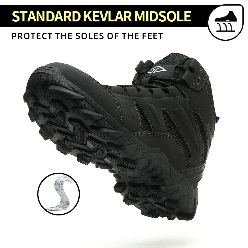 Men's Steel Toe Safety Shoes, Microfiber Upper Rubber Sole, Anti-slip Wear-resistant Breathable Working Shoes for Men