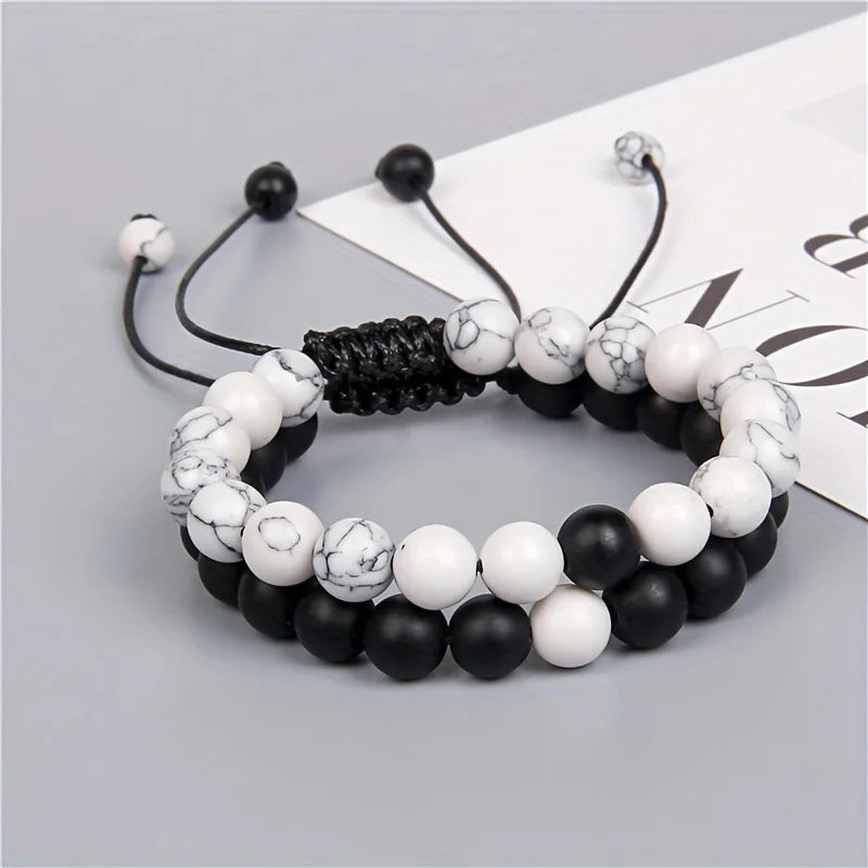 2 Pieces Couple Retro Fashionable Adjustable Beaded Jewelry Accessories for Men, Retro Style
