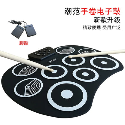 Hand Roll Electronic Drum Kit Double Layer Carbon Fiber Desktop G801 Silicone Support DTX Game Portable USB Pedal Children