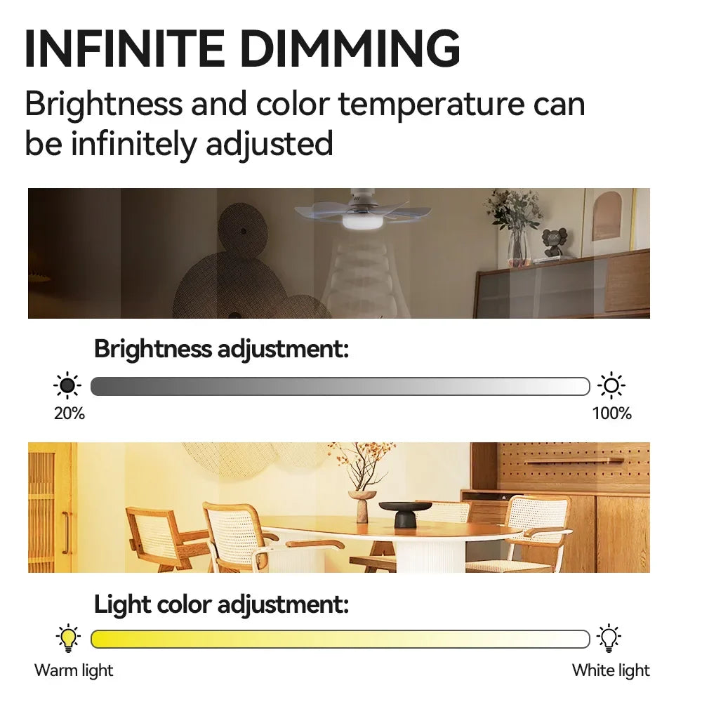 Dingdian 52CM 6 Blade LED Fan Light Easy Install Modern ABS Ceiling Fan Light for Livingroom Decorative Indoor Remote Control