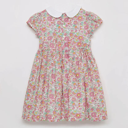 Wholesale Beautiful Girls Dress with Floral Print Short Sleeve Casual Design for Spring Summer Knee-Length Age Group Children