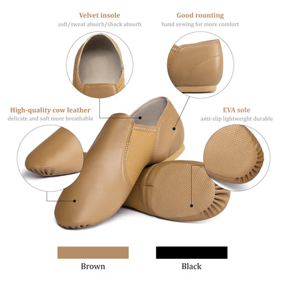 US EU AU in Stock Professional Split Sole Jazz Shoes With Elastic Tan Jazz Shoes Dance for Women and Men