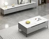 Modern Contemporary Style Wood TV Stand with Sintered Stone Top Easy to Clean for Living Room Small Apartment