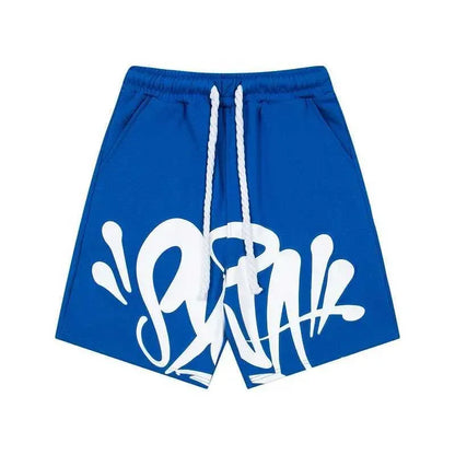 Men's Shorts Foam Letters Print Drawstring Loose Casual Pants Men Women Couple Beach Holiday Shortpant