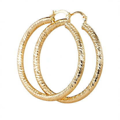 Women's Golden Hoop Earrings 18K Gold Plated Zinc Alloy Party Fashion Jewelry Large Circle Statement Accessories
