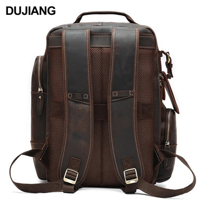 Men's Retro Luxury Fashion Style Leather Daypack for Travel and School Luxury Leather Bagpack for Men