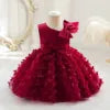TPY0 Latest Satin Bow Formal Evening Dress Casual Spring Party Princess Gown Children Flower Girls Kids Wedding Dresses