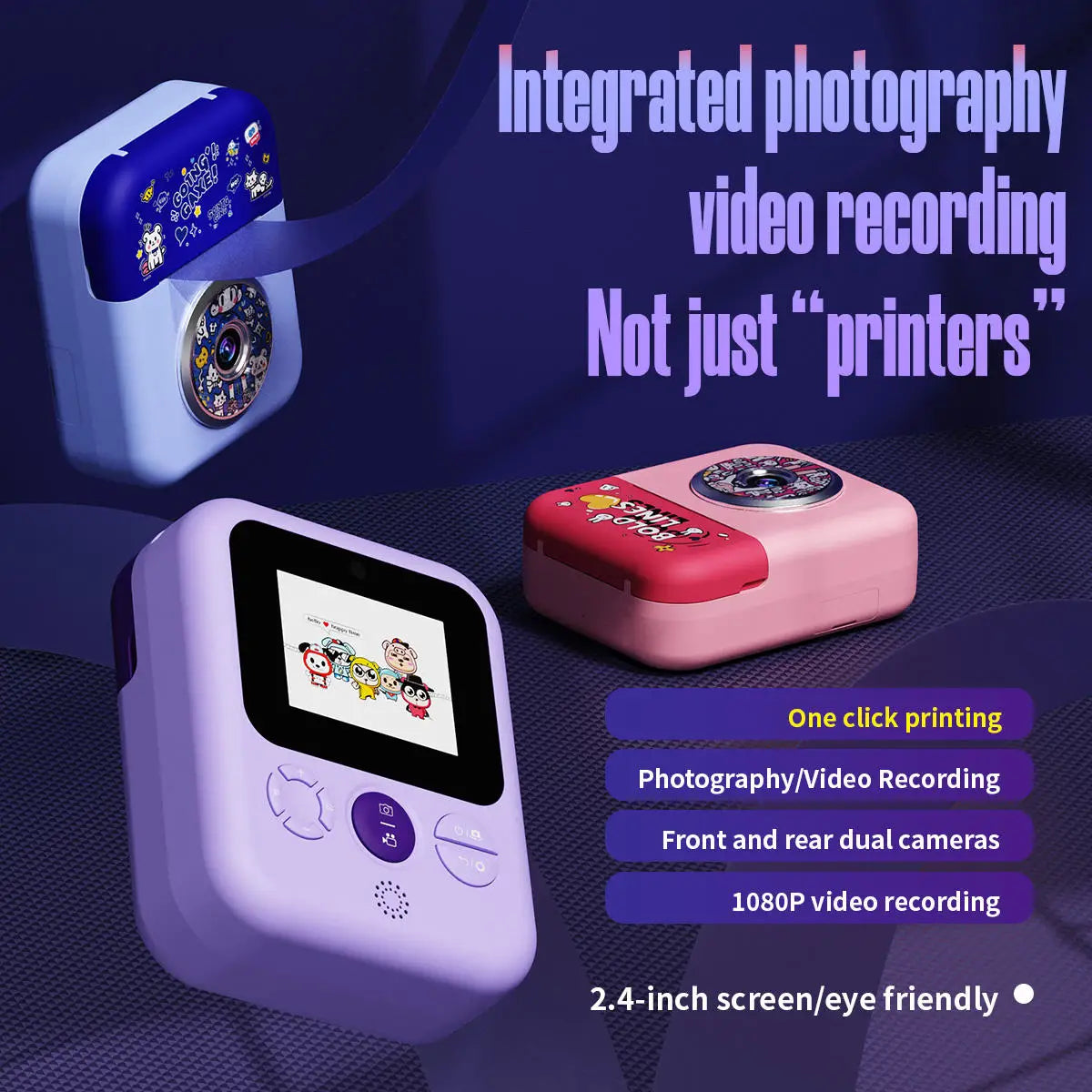 Instant Print Camera A7 Private Label 1080p Dual LensCMOS Children Thermal Printer Kids Diy Photos Instant