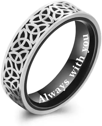 TGNEL 6mm Stainless Steel Men's Ring Classic Celtic Wedding Band Comfort Fit Size 7-14 Always You Promise Rings for Men & Women