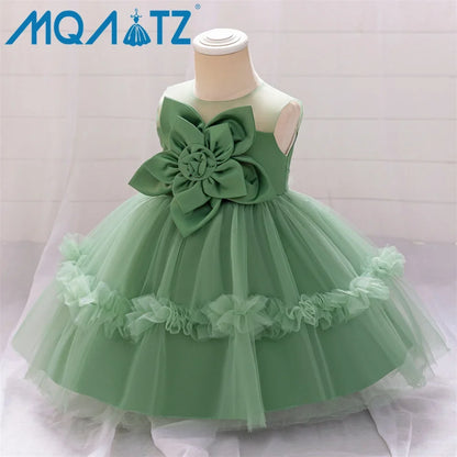 MQATZ Girls Formal Evening Dress with Floral Pattern O-Neck Kids Party Wedding Birthday Dress for Summer for Children L2309XZ