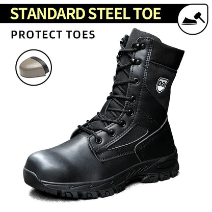Men's Steel Toe Safety Boots, Microfiber Upper PU Sole, Comfortable Breathable Wear-resistant Working Boots for Men