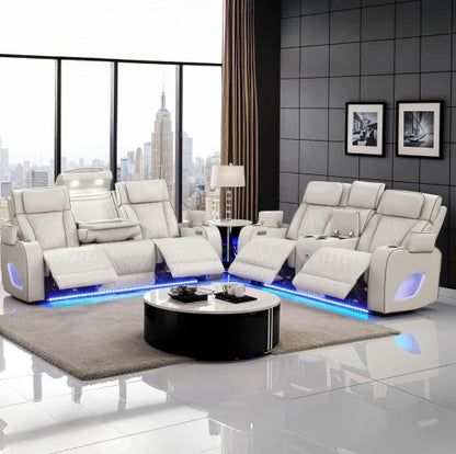 Modern Style Upholstery Recliner 2PC Livingroom  Made with Wood & Massage Function Included-Black