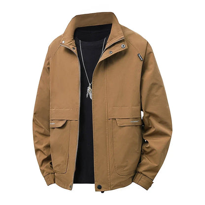 Men's Stand Collar Work Jacket Slightly Loose Waterproof Windproof Jacket Youth Work Jacket Men