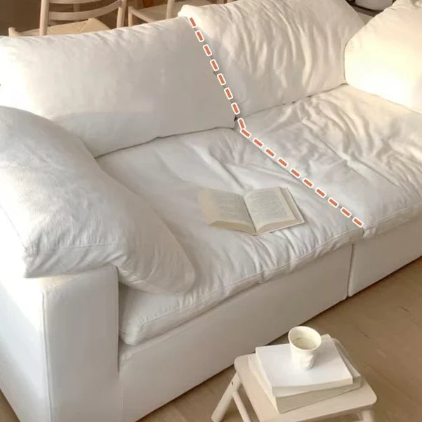 Cream Wind Cloud Sofa Set Modern Household Fabric Compressed Sofa Set 7 Seater Compression Sofa