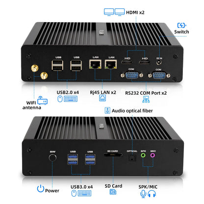 Hystou Core I7 5500U Mini Gamer Desktop PC New Industrial 8 USB DDR3 RAM Barebone System SSD US Plug